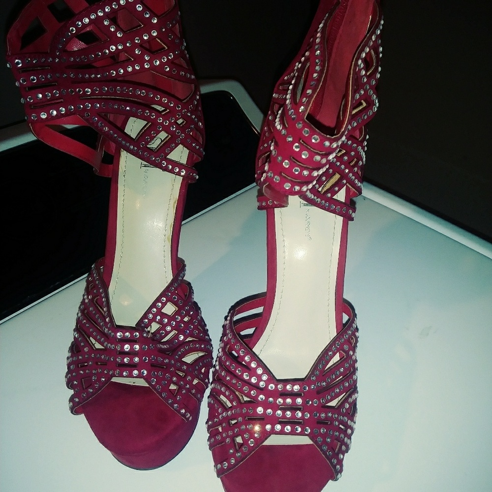 Red rhinestone embellished shoe